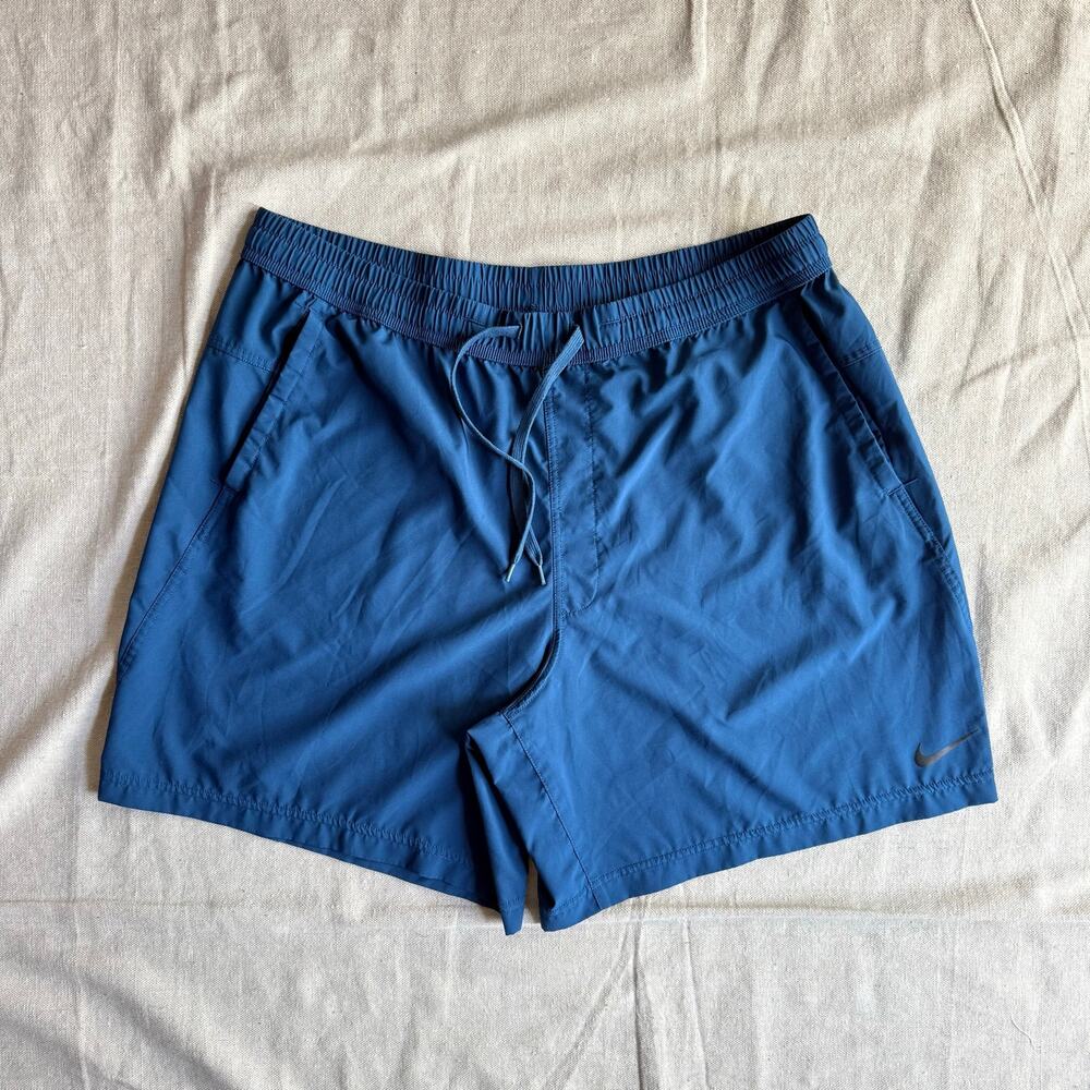 Nike Gym Shorts Men's XL Dri-Fit Form 7" Unlined Running Blue Lightweight Swoosh